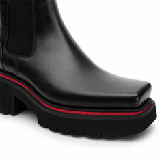 DIVINCH 5036B black lug sole Chelsea boots toe and sole detail