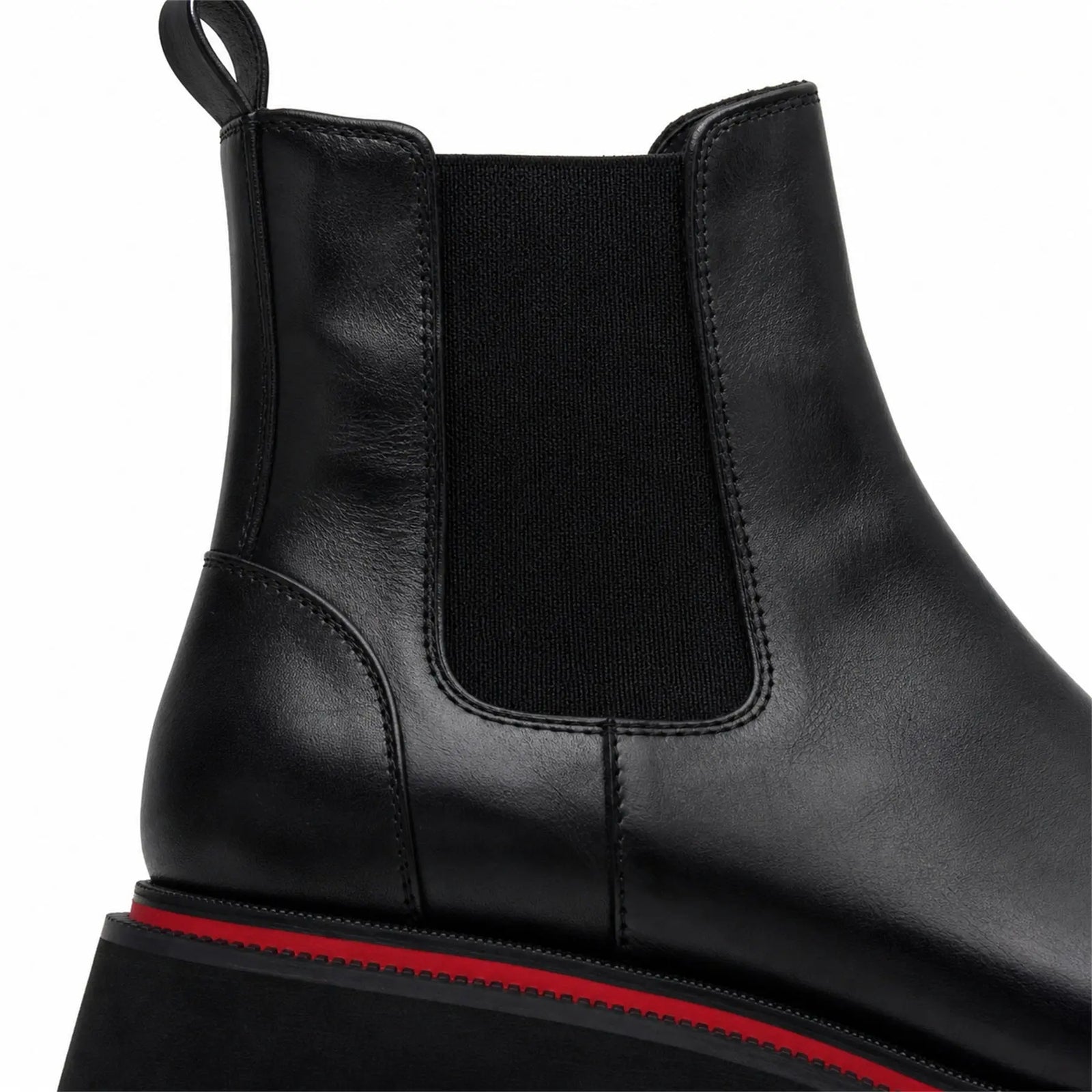 DIVINCH 5036B black lug sole Chelsea boots side panel detail