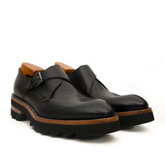 Black Lug Sole Monk Strap Shoes DIVINCH