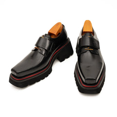 DIVINCH 5037B black lug sole strap shoes top angle view