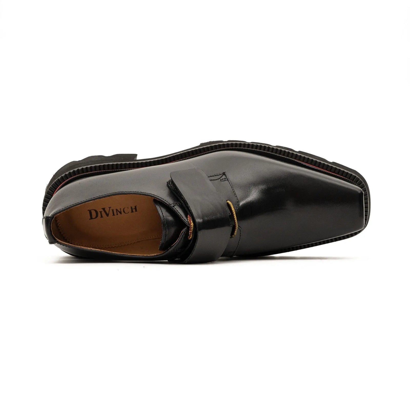 DIVINCH 5037B black lug sole strap shoes top view with lining