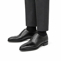 Black Medallion Cap-Toe Oxford