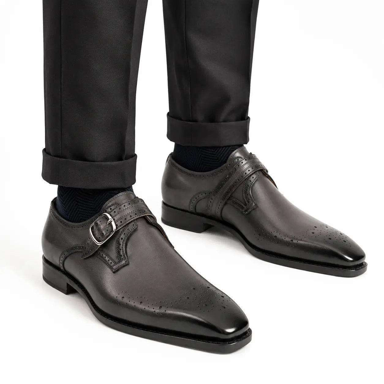 Black Monk Strap Dress Shoe