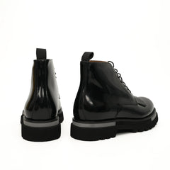 Black Patent Fringe Lug Sole Boots DIVINCH