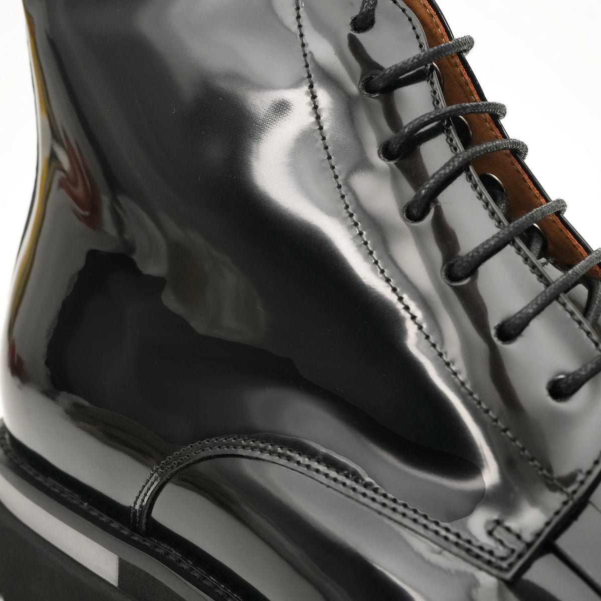 Black Patent Fringe Lug Sole Boots DIVINCH
