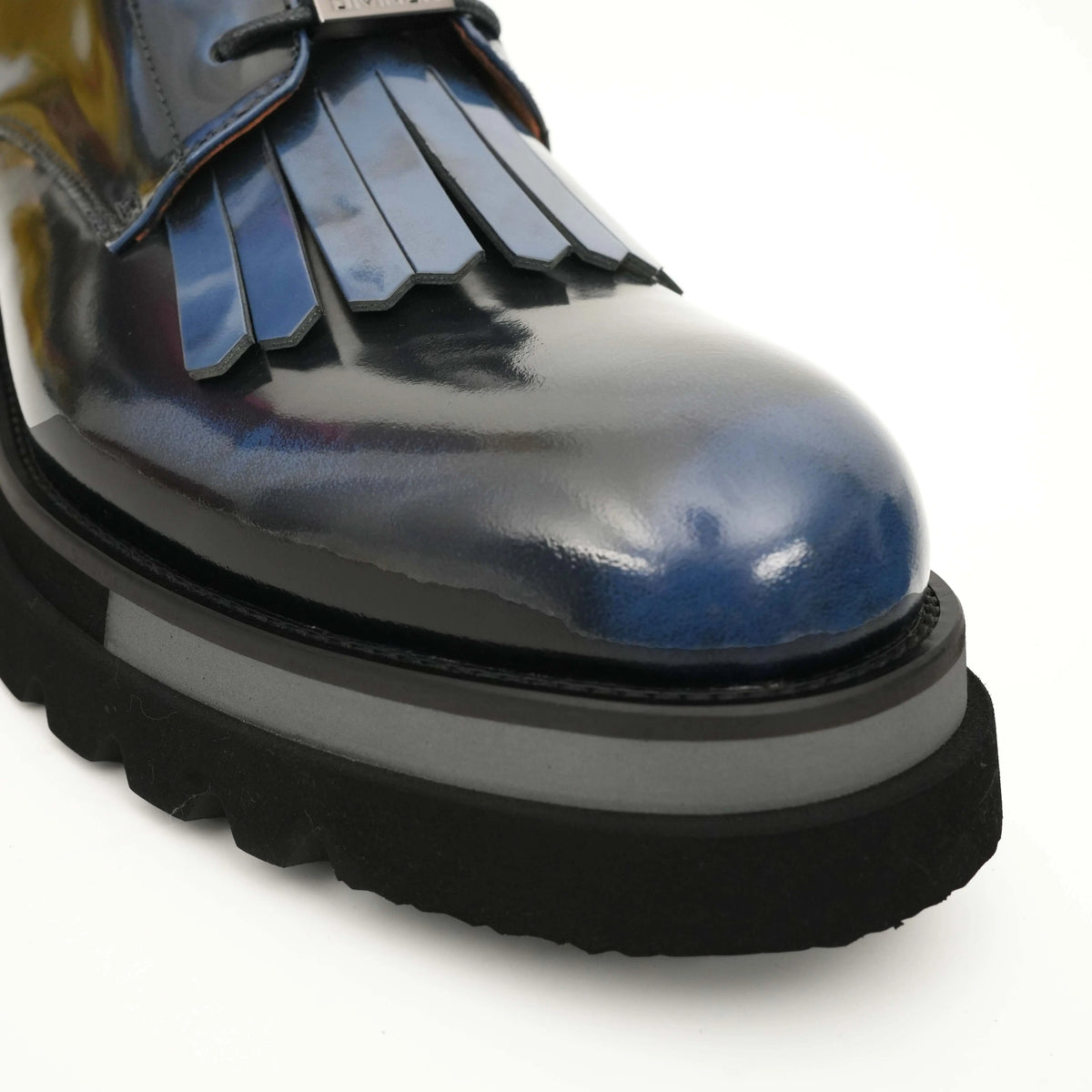 Black Patent Leather Lace-Up Boots DIVINCH