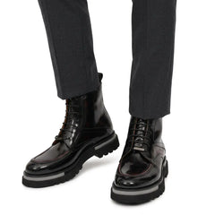 Black Patent Leather Lug Sole Boots DIVINCH