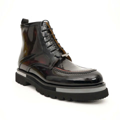 Black Patent Leather Lug Sole Boots DIVINCH