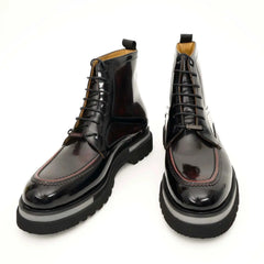Black Patent Leather Lug Sole Boots DIVINCH