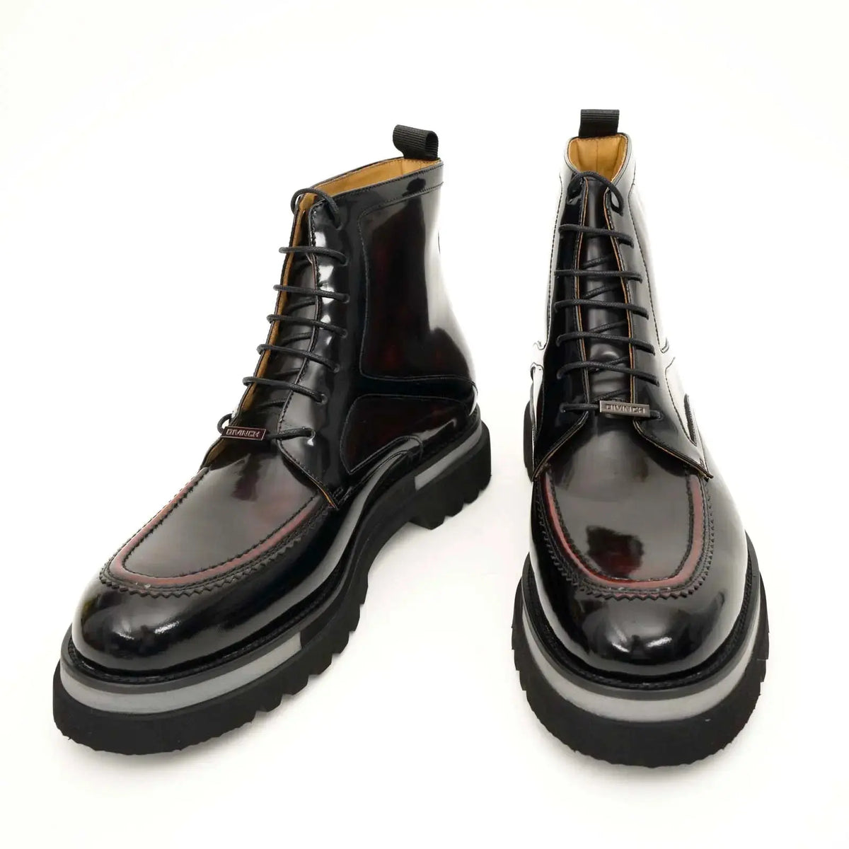 Black Patent Leather Lug Sole Boots DIVINCH