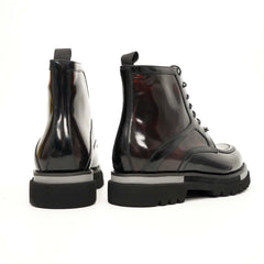 Black Patent Leather Lug Sole Boots DIVINCH