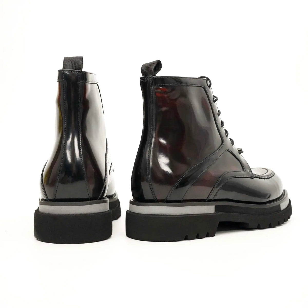 Black Patent Leather Lug Sole Boots DIVINCH