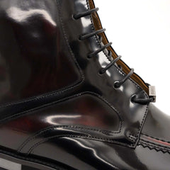 Black Patent Leather Lug Sole Boots DIVINCH
