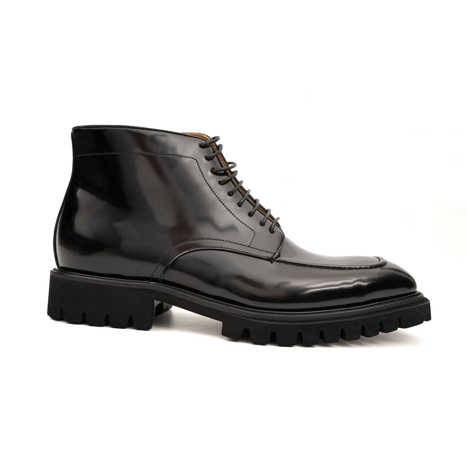 Black Patent Lug Sole Boot DIVINCH