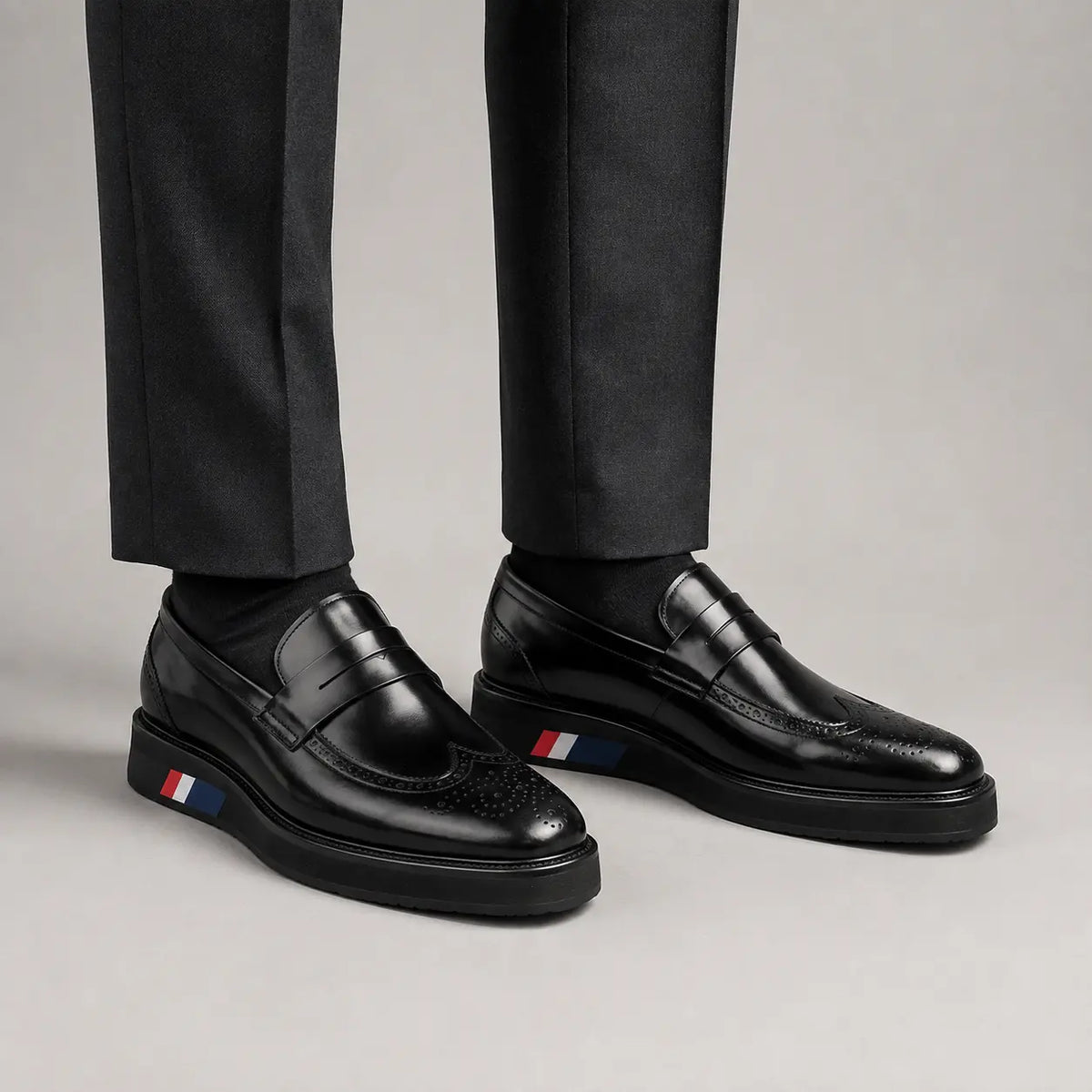 Black Platform Penny Loafer on-foot product photo