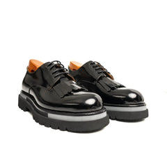 Black Polished Leather Kiltie Derby Divinch