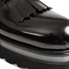 Black Polished Leather Kiltie Derby Divinch