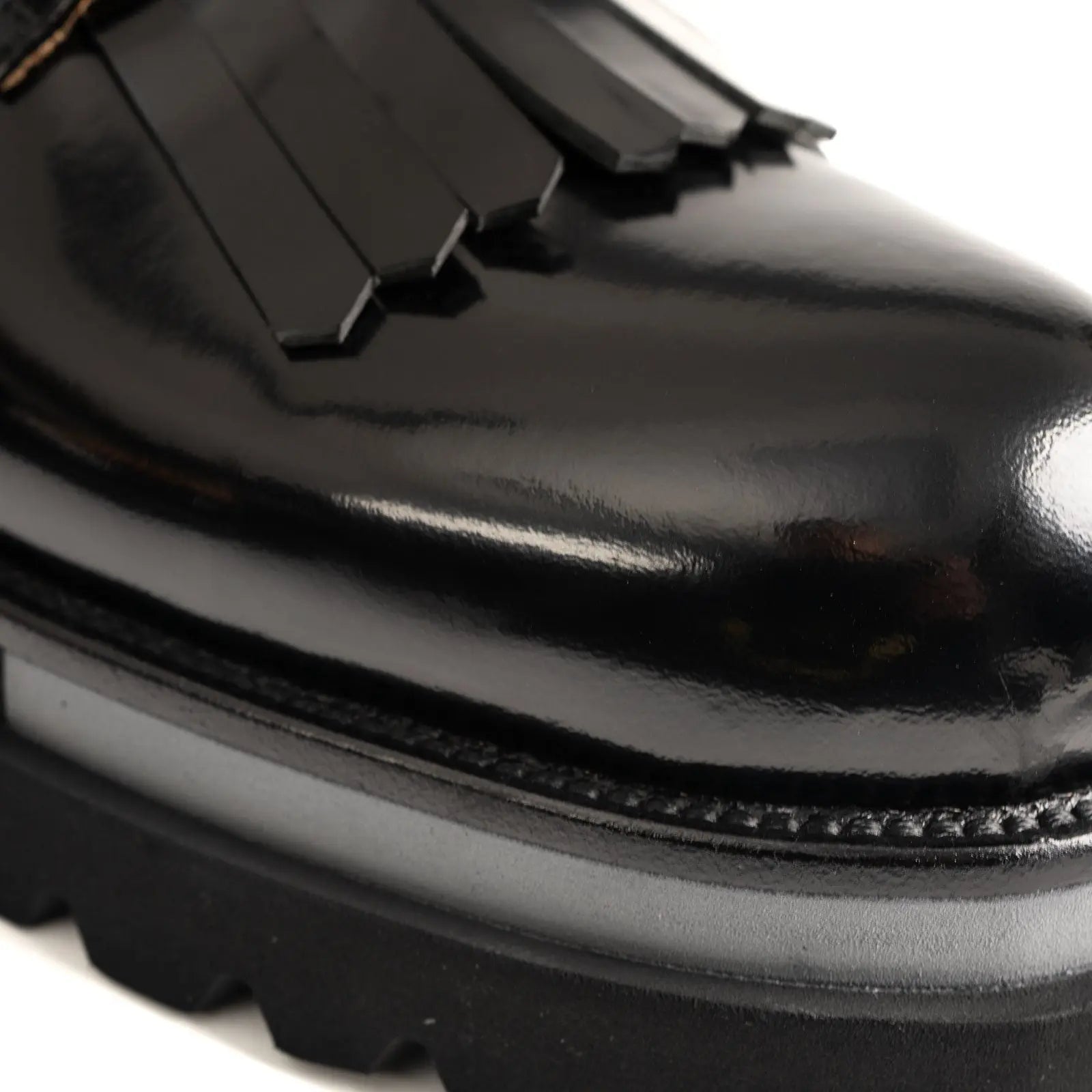 Black Polished Leather Kiltie Derby Divinch
