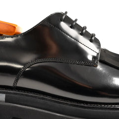 Black Polished Leather Kiltie Derby Divinch