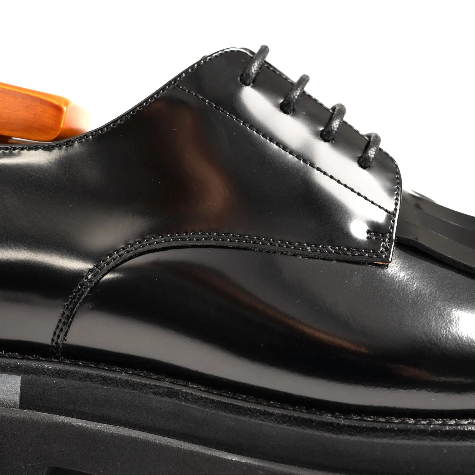 Black Polished Leather Kiltie Derby Divinch