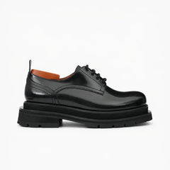 DIVINCH black polished lug sole derby side profile