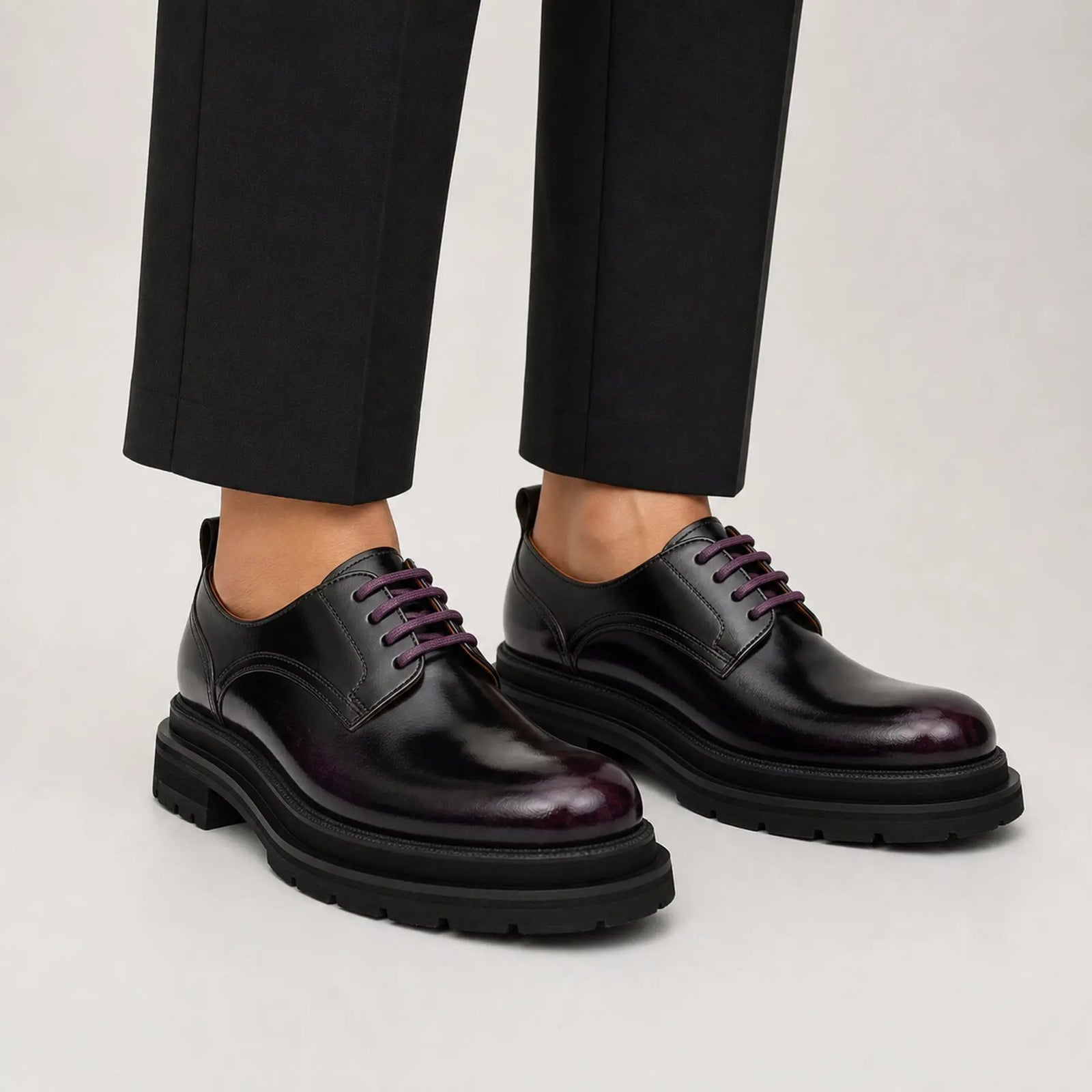 DIVINCH 8221KC-H black purple derby shoes on foot