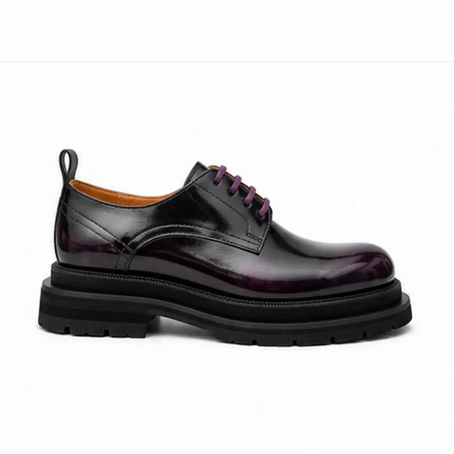 DIVINCH 8221KC-H black purple derby shoe side profile with purple laces
