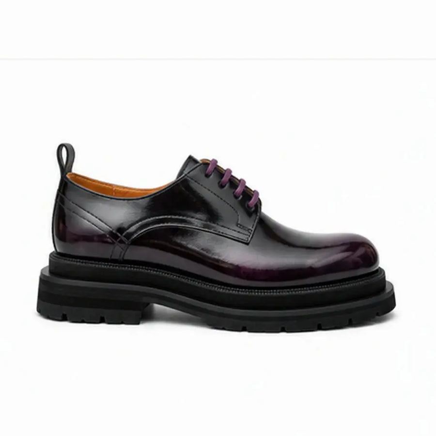 DIVINCH 8221KC-H black purple derby shoe side profile with purple laces