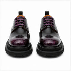 DIVINCH 8221KC-H black purple derby shoes front view with purple laces