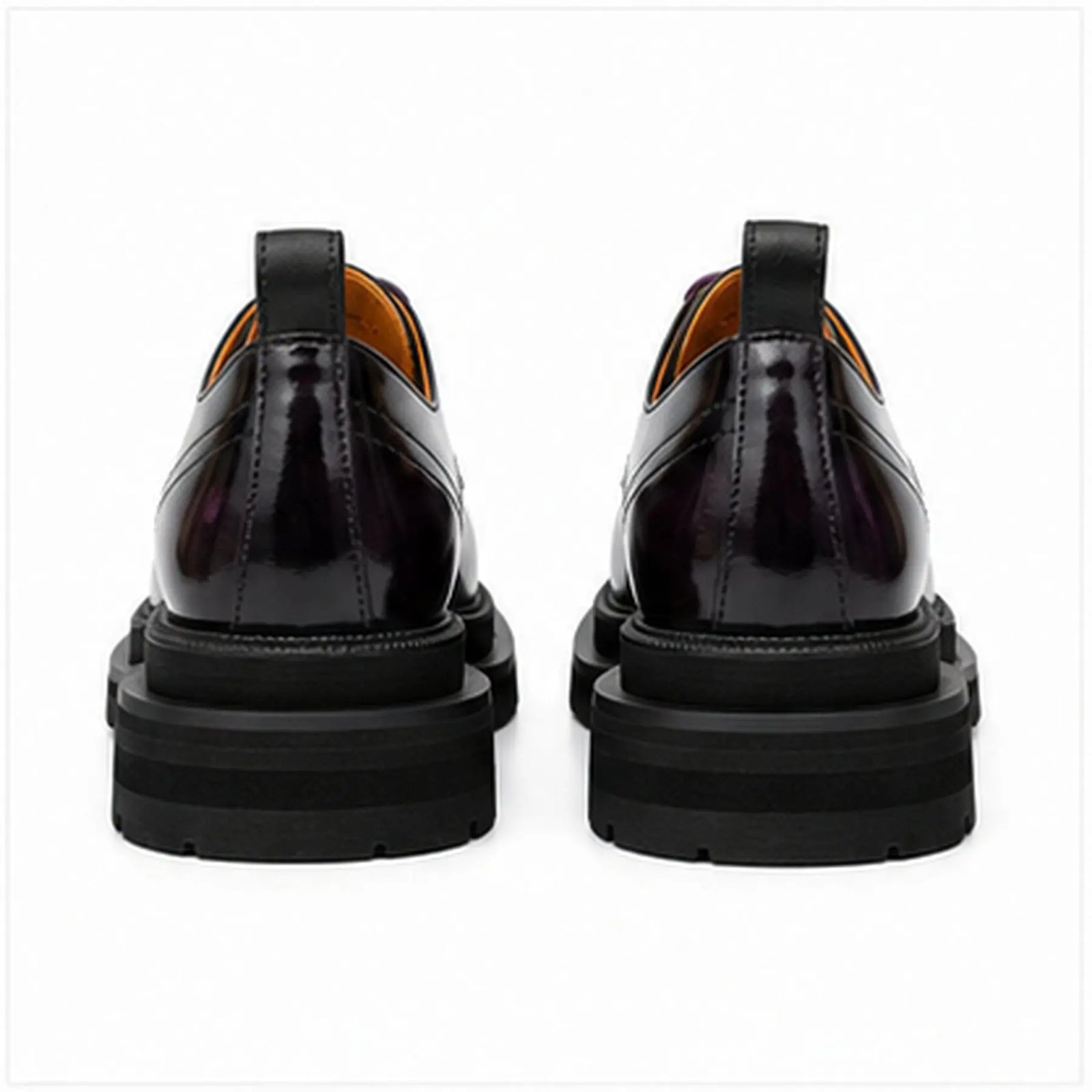 DIVINCH 8221KC-H black purple derby shoes rear view with black lug sole