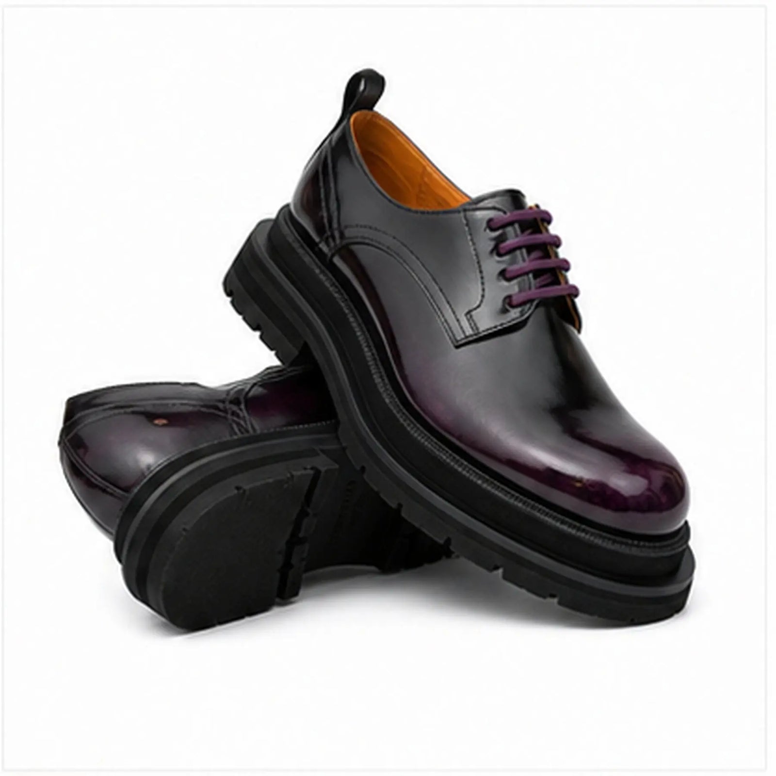 DIVINCH 8221KC-H black purple derby shoes dynamic pair angle