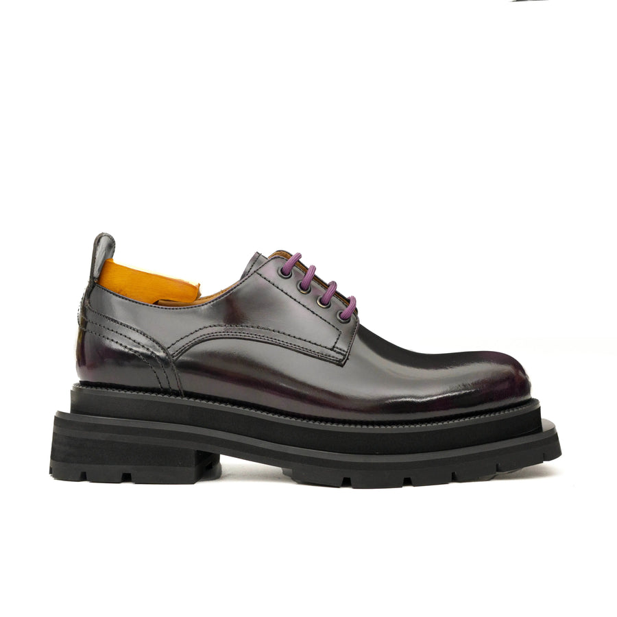 Black Purple Lug-Sole Derby Shoes