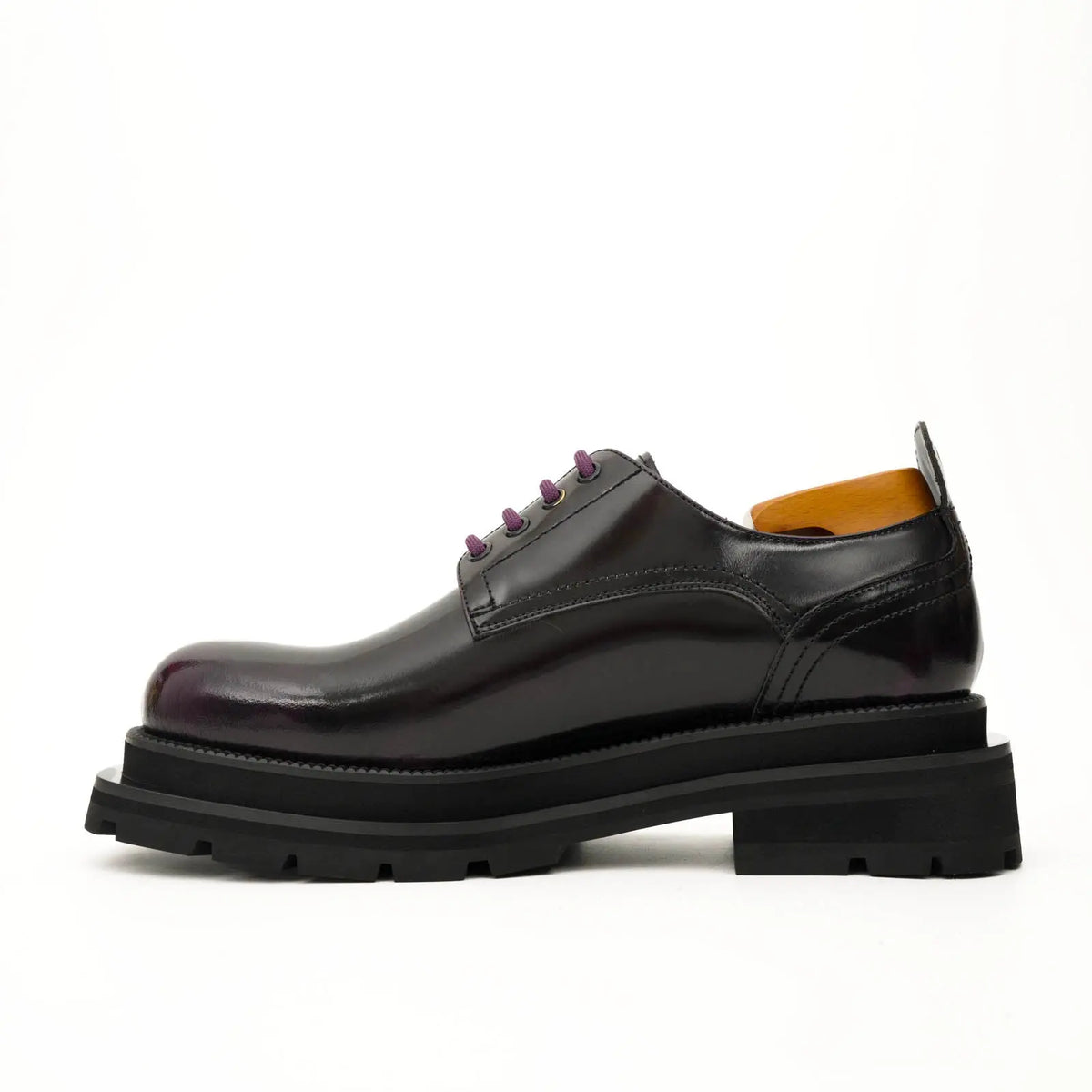 Black Purple Lug-Sole Derby Shoes DIVINCH