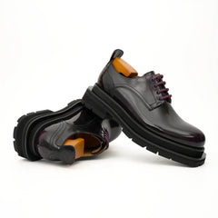 Black Purple Lug-Sole Derby Shoes DIVINCH