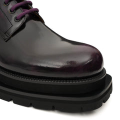 Black Purple Lug-Sole Derby Shoes DIVINCH