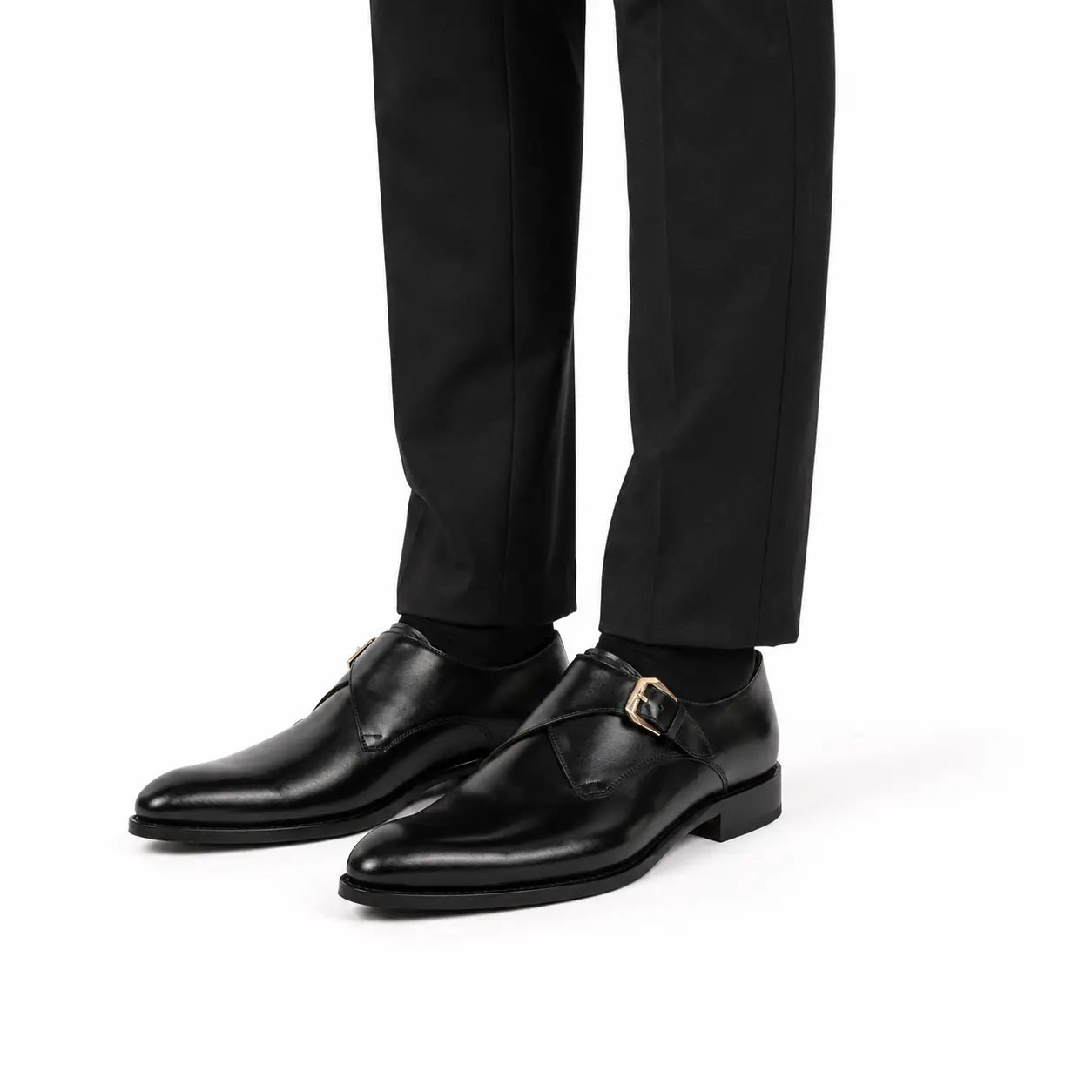 Zapatos de monje simple negros para hombre
