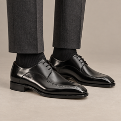 Black Glossy Squared-Toe Derby Shoe DIVINCH