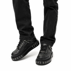 Black Studded Platform Sneaker