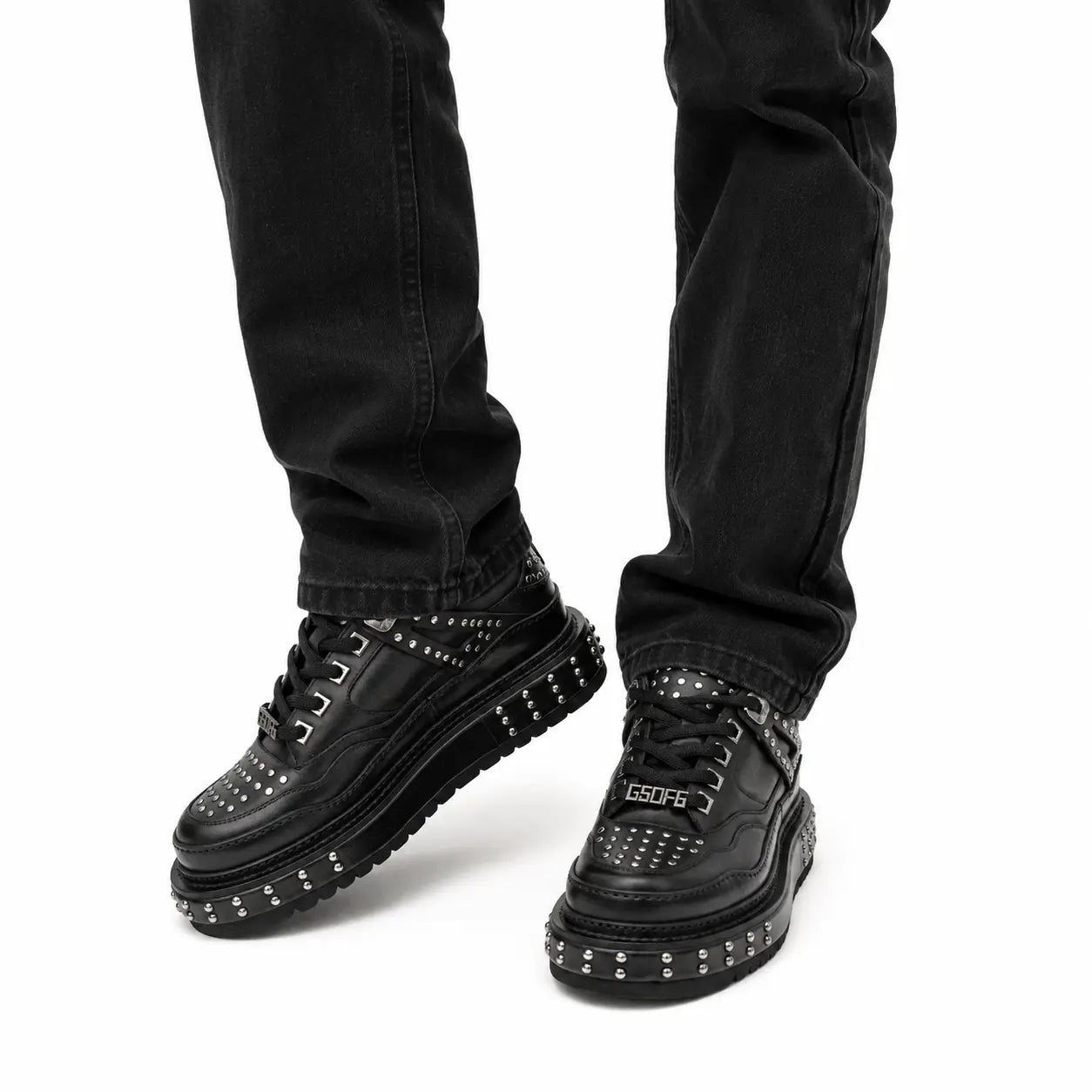 Black Studded Platform Sneaker