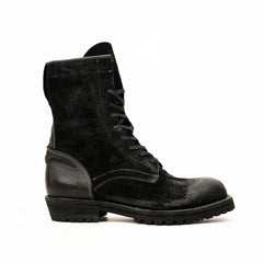DIVINCH 5002B black lace-up boots white background side view