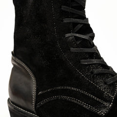 DIVINCH 5002B black lace-up boots upper and heel detail