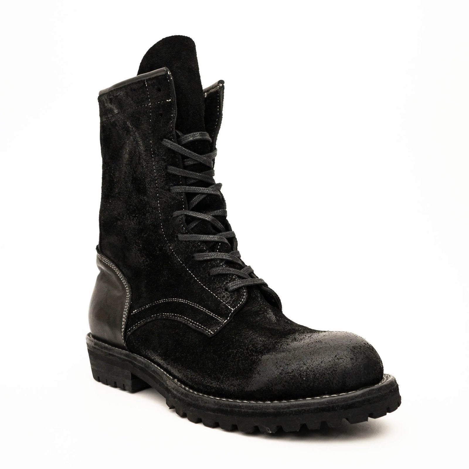 DIVINCH 5002B black lace-up boots three quarter view