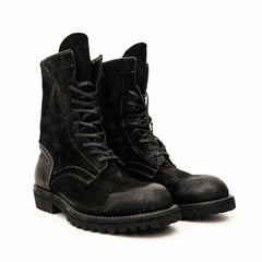 DIVINCH 5002B black lace-up boots pair front view