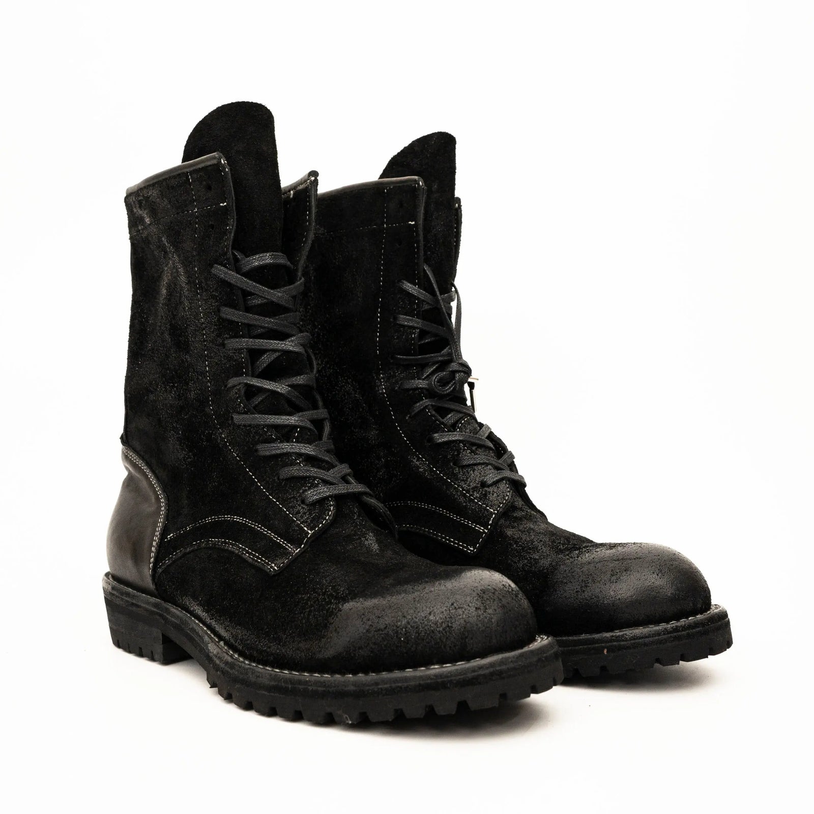 DIVINCH 5002B black lace-up boots pair front view