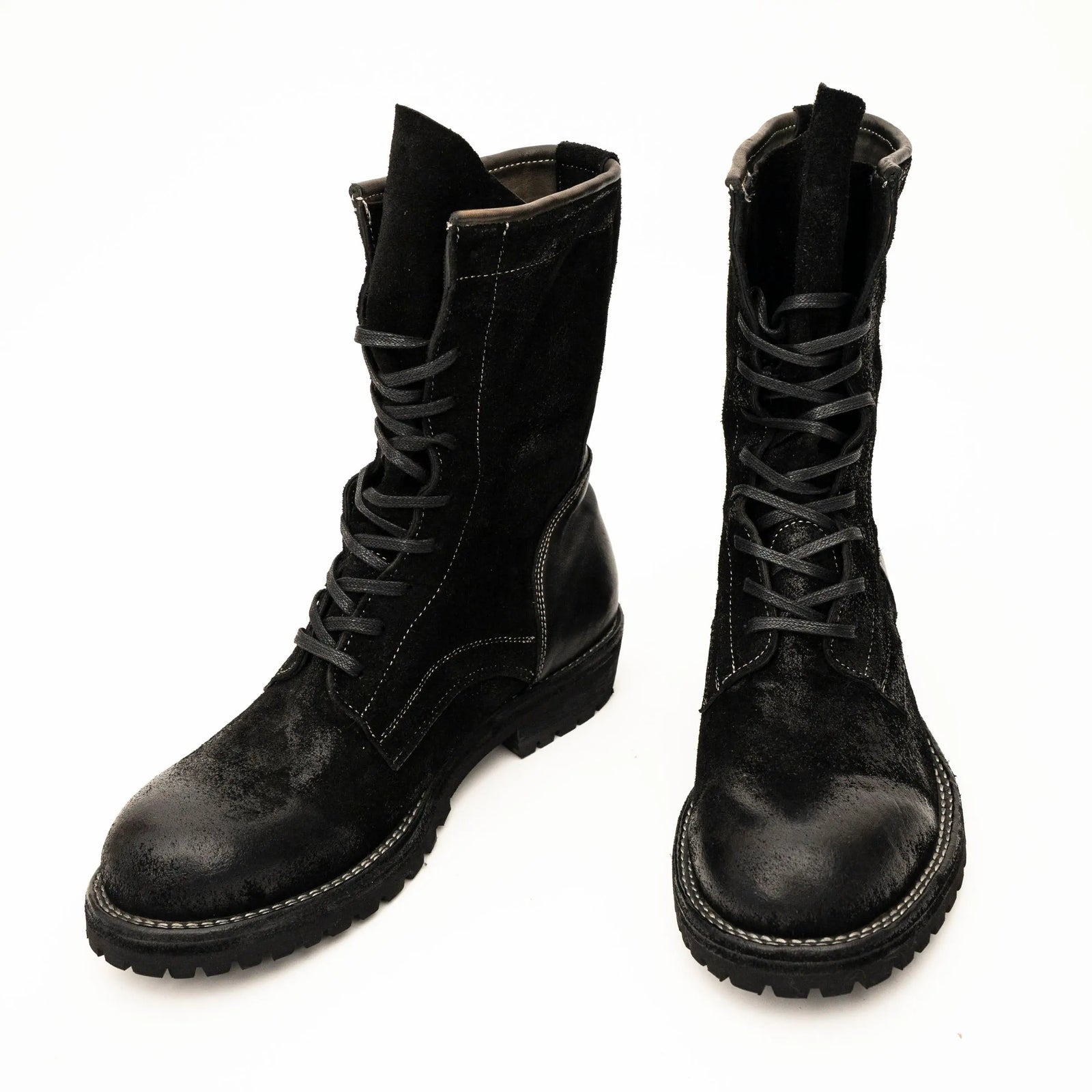 DIVINCH 5002B black lace-up boots top pair view