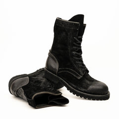 DIVINCH 5002B black lace-up boots dynamic stacked view