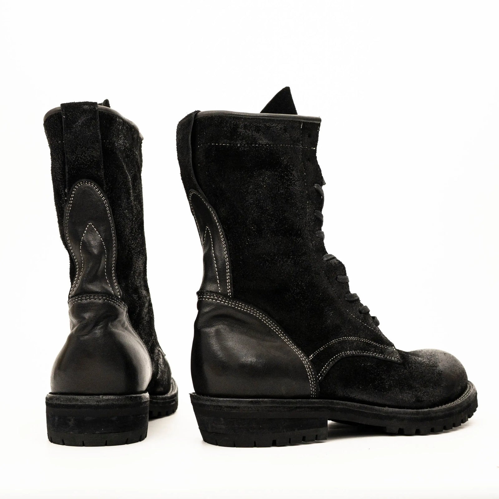 DIVINCH 5002B black lace-up boots rear pair view