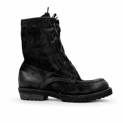DIVINCH 5001B black textured zip lace-up boot side profile