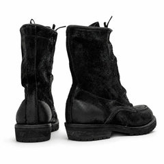 DIVINCH 5001B black textured zip lace-up boots rear and side view