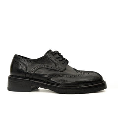 Black Washed Leather Brogue Derby DIVINCH